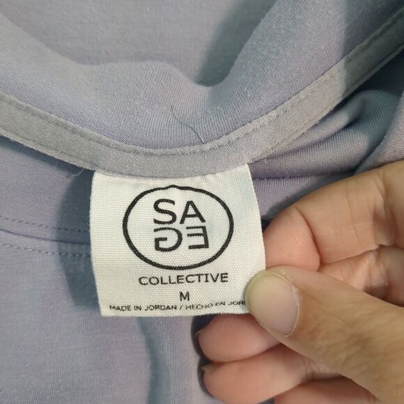 Sage Scuba Cozy Top Drop Shoulder Side Pockets Tunic Length medium sweatshirt - Picture 6 of 7